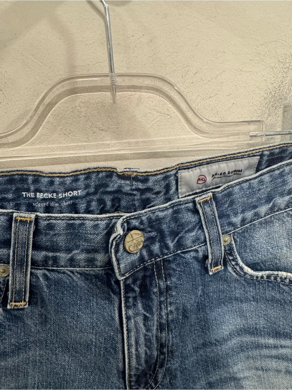 Ag Adriano Goldschmied Faded Blue Denim Cutoff Shorts